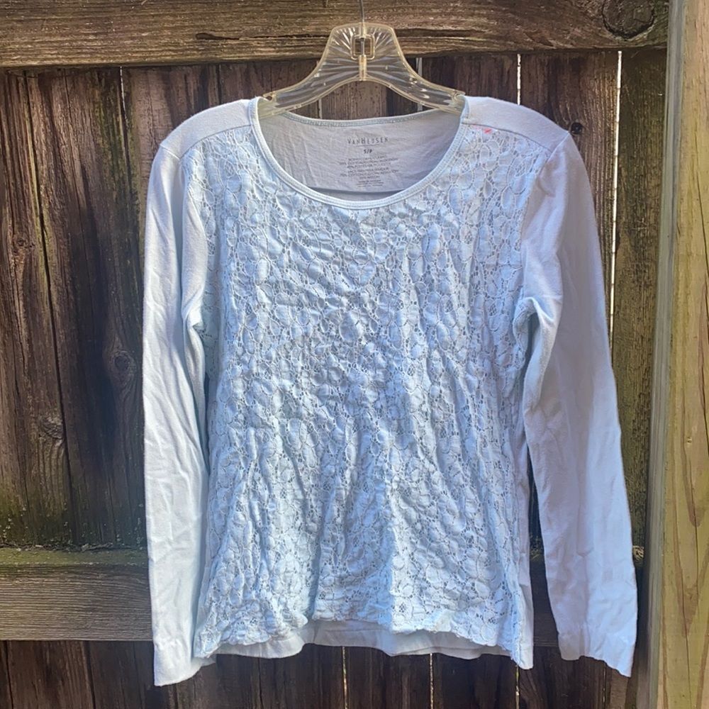 VanHuesen Blue lace top sz. S